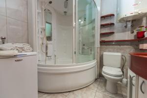a bathroom with a shower and a toilet and a sink at Apartment Keti in Novalja +16 photos