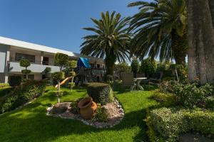 un cortile con un giardino con piante e alberi di Hotel Panamerican a Puebla
