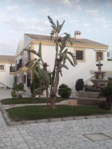 Los AmarguillosにあるApartamento Playa de Veraのヤシの木が目の前にある家