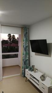 プラヤ・デル・イングレスにあるAloe Heavenのリビングルーム(壁掛け式薄型テレビ付)