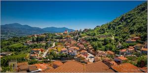 an aerial view of a village with a mountain at La Collina di nonno Carmine in Santa Paolina