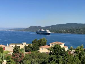 a large cruise ship in the middle of the water at Appartement 80m2 dans Villa in Propriano