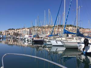 a bunch of boats are docked in a marina at Sète - vue mer imprenable, piscine, calme in Sète