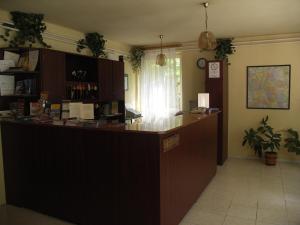 a lobby with a counter in a room at Carmen Pension in Budapest