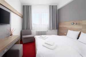 Postel nebo postele na pokoji v ubytování Hotel Červenohorské sedlo