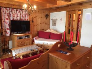 TV a/nebo společenská místnost v ubytování Chalet Pattier