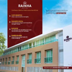 a banner for a hotel with a building at Rainha Hotel in Goiana