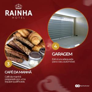 戈亞納的住宿－Rainha Hotel，一张带一盘面包的酒店传单