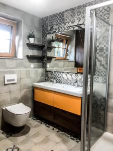 Koupelna v ubytování Apartmani Izvor - Tuheljske Toplice