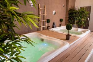 a jacuzzi tub in a room with plants at Grand Hotel d'Orange, BW Signature Collection in Orange