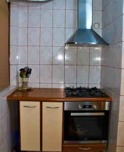 uma cozinha com um fogão e uma bancada em 3-Room Delta Modern Residence em Tulcea