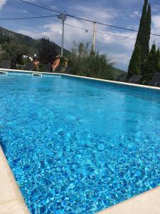 ein großer blauer Pool mit blauem Wasser in der Unterkunft Apartment Selce Kala in Mošćenička Draga