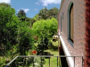 a balcony of a building with a window and trees at Hotel La Casona in La Paloma