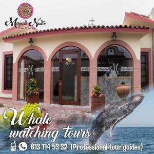 a picture of a building with a whale water fountain at María de Nadie "Hotel Boutique" in Ciudad Constitución