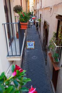 a narrow alley with plants and a sign on it at Sorrento Flats in Sorrento