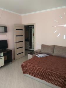 квартира في تامبوف: غرفة معيشة فيها سرير وتلفزيون