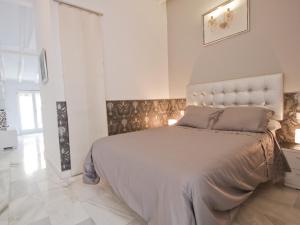 マドリードにあるDeluxe en plaza mayorの白いベッドルーム(大型ベッド1台付)