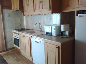 Kuchyň nebo kuchyňský kout v ubytování les fenêtres du mont blanc