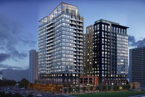 a rendering of a tall building in a city at Global Luxury Suites Crystal City in Arlington