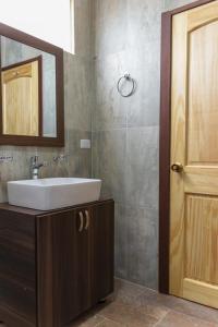 蒂瓦索薩的住宿－Los Vagones de William，一间带水槽和镜子的浴室