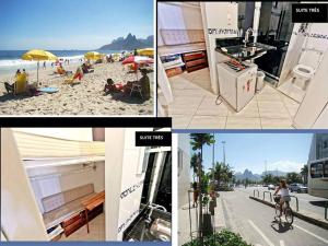 un collage de fotos de una playa con gente en la playa en ipanema 50m da praia com garagem, en Río de Janeiro