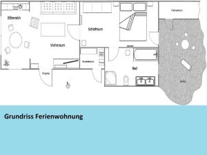 Grundriss eines Hauses mit in der Unterkunft Ferienhaus der kurzen Wege Objekt 40105 in Warnemünde