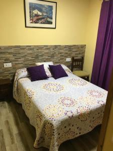 アロヨ・フリオにあるCapellania 2のベッドルーム1室(紫色のカーテン付きのベッド1台付)