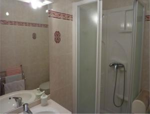 a bathroom with a shower and a sink and a shower at Chambres d'Hôtes de la Presqu'Île in Pleubian
