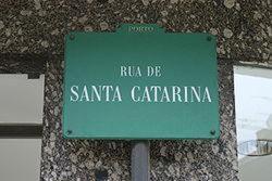 a green street sign in front of a tree at Hotel do Norte in Porto