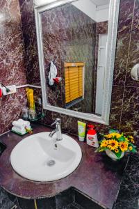 a bathroom with a sink and a mirror at A25 Hotel - 53 Tuệ Tĩnh in Hanoi