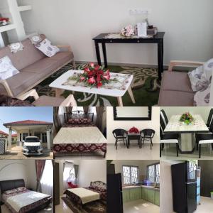a collage of photos of a living room at PATIN GUEST HOUSE @DESA TELOK IRA, TEMERLOH PAHANG in Kampong Paya Kerinau