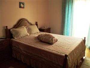 1 dormitorio con cama con almohada en Edificio Saul Fanha, en Nazaré