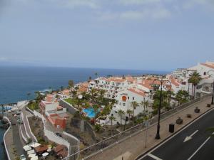 プエルト・デ・サンティアゴにあるChica, 1 bedroom flat with sea viewの市街と海の景色を望む