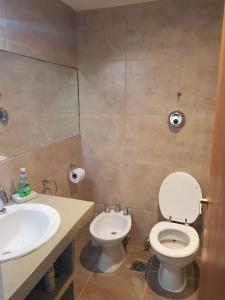 a bathroom with a toilet and a sink at Bariloche Studio Center Leg.1068 in San Carlos de Bariloche