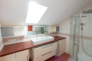 a bathroom with a sink and a shower at Ferienhaus Grohs in Neumarkt in Steiermark