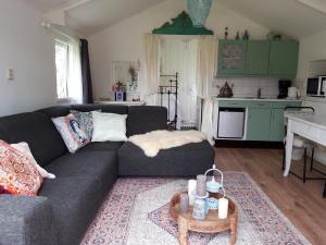 a living room with a couch and a table at Rietzicht in Alkmaar
