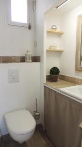 a bathroom with a toilet and a sink at Appartement avec vue panoramique in Vichy