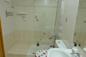 a bathroom with a shower and a toilet and a sink at Armonía Beach 17 in Arinaga