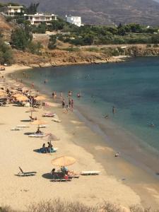 grupa ludzi na plaży w wodzie w obiekcie Seafront w mieście Karistos