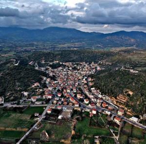 an aerial view of a town in a city at Su Pranu in Onifai