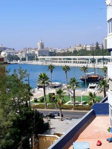 Blick auf ein großes Gewässer mit Palmen in der Unterkunft La Brisa Malagueta in Málaga + 4 Fotos