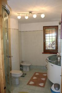 La salle de bains est pourvue de toilettes et d'un lavabo. dans l'établissement La maison de vali, à Aoste