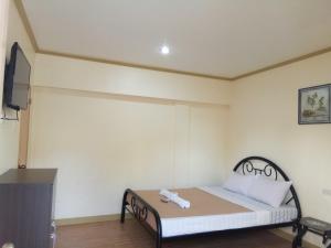 a small room with a bed and a tv at Alona KatChaJo Inn in Panglao Island