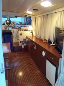 a view of the kitchen of a boat at YachtAnnablu in Portovenere