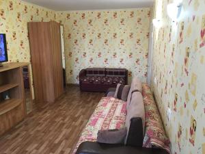 a living room with a couch in a room at Comfortable apartment in Vladivostok in Vladivostok