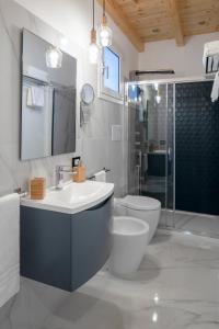 a bathroom with a sink and a toilet at Arricàmpati Apartments Villa & Bringo Car Rental in Carini