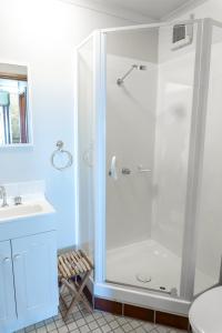 a bathroom with a shower and a sink at Lawlers 19 in Mount Hotham