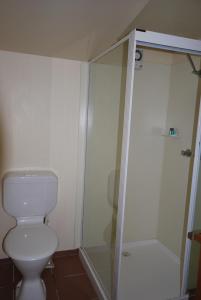 荷斯安山的住宿－Alpine Heights 28，浴室配有白色卫生间和淋浴。