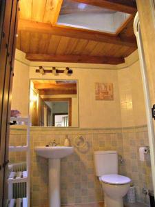 a bathroom with a toilet and a sink at Rincón del Valle del Jerte in Navaconcejo