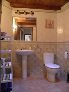 a bathroom with a toilet and a sink at Rincón del Valle del Jerte in Navaconcejo